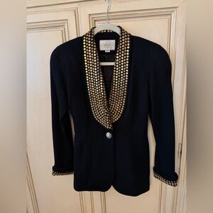 Ayako Black Blazer with Gold Accents